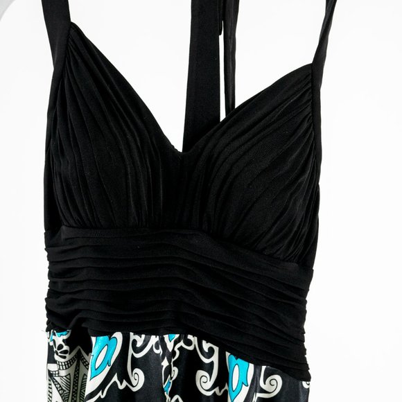 Sangria - Halter dress with blue print sz 8 - Picture 2 of 3